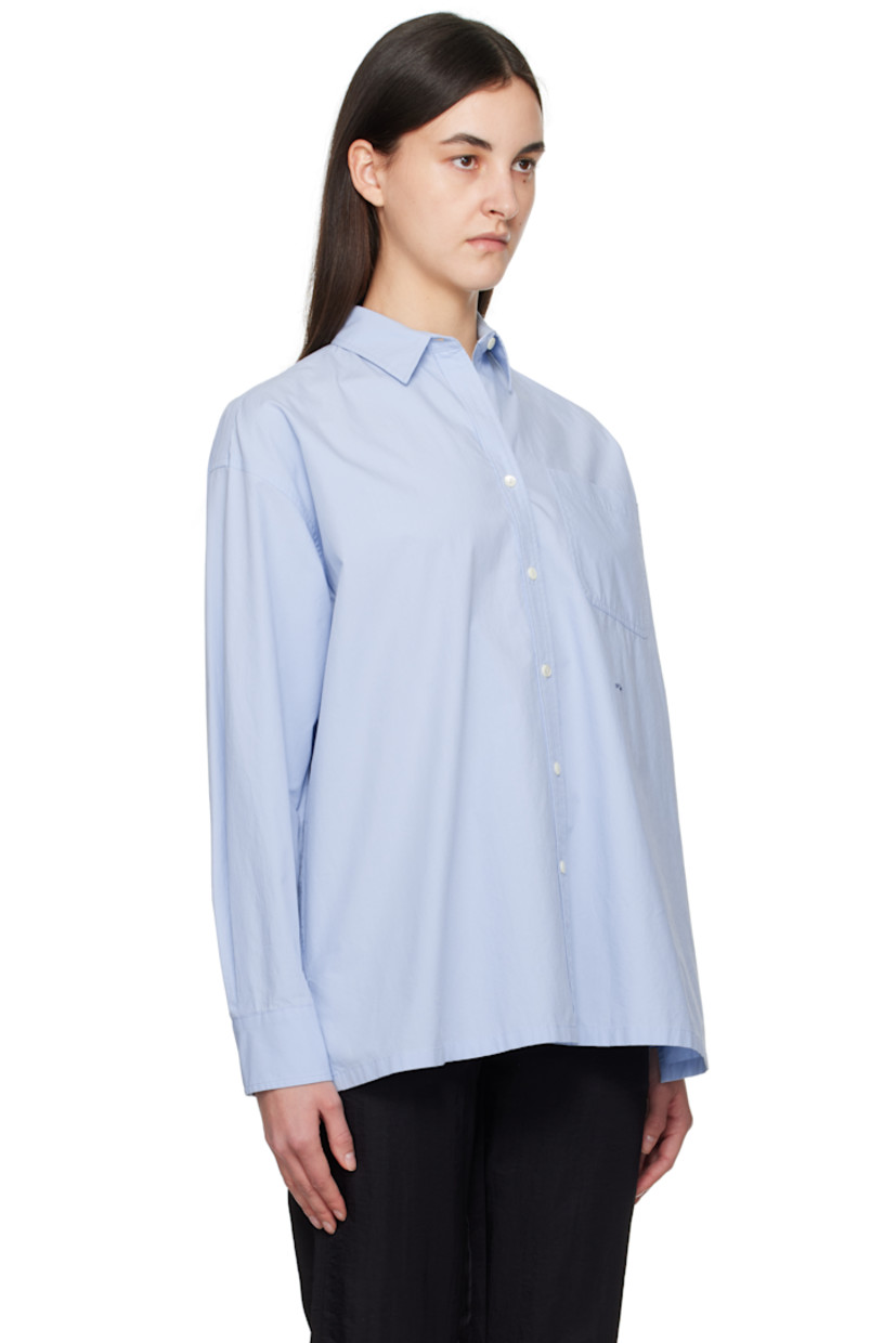 Oversized cotton poplin shirt.

· Spread collar
· Button closure
· Patch pocket
· Logo embroidered at front
· Droptail hem
· Vented side seams
· Dropped shoulders
· Pleated adjustable single-button barrel cuffs
· Box pleat at back yoke
· Logo-engraved mother-of-pearl hardware

Supplier color: Light blue