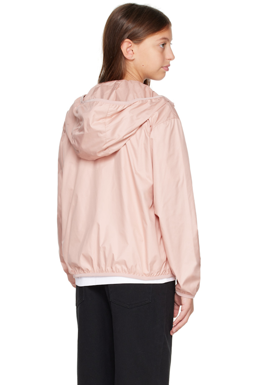 Lightweight recycled polyester satin jacket.

· Hood at stand collar
· Zip closure
· Zip seam pockets
· Elasticized hem and cuffs
· Felted logo patch at sleeve

Supplier color: Pink

Model measures 55" / 139.7 cm tall and wears size 12Y.

Moncler Enfant Size: child's height
8Y: 51.2" / 130 cm 
10Y: 55.2" / 140 cm 
12Y: 59.8" / 152 cm 
14Y: 64.6" / 164 cm