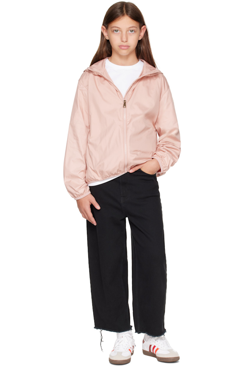 Lightweight recycled polyester satin jacket.

· Hood at stand collar
· Zip closure
· Zip seam pockets
· Elasticized hem and cuffs
· Felted logo patch at sleeve

Supplier color: Pink

Model measures 55" / 139.7 cm tall and wears size 12Y.

Moncler Enfant Size: child's height
8Y: 51.2" / 130 cm 
10Y: 55.2" / 140 cm 
12Y: 59.8" / 152 cm 
14Y: 64.6" / 164 cm