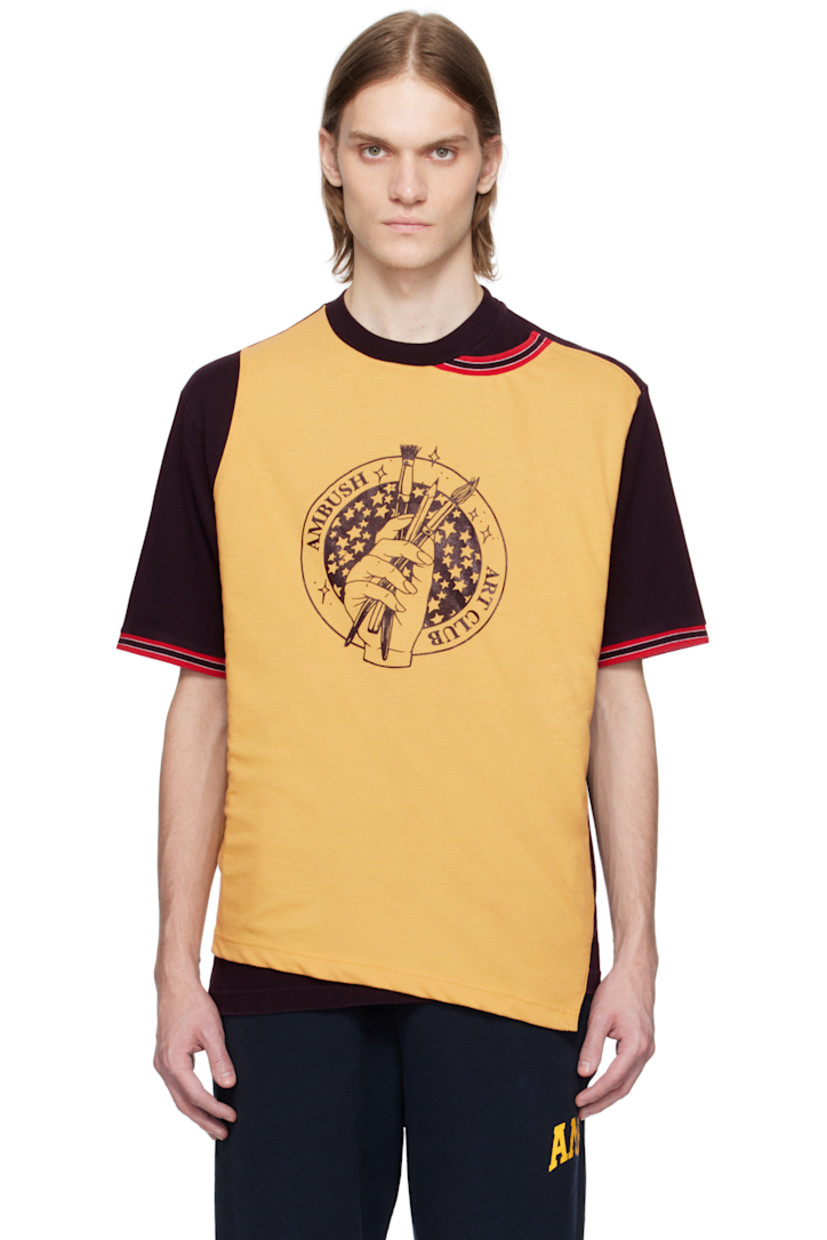 Cotton jersey T-shirt.

· Layered construction
· Stripe at rib-knit crewneck and cuffs
· Logo graphic printed at front

Supplier color: Black