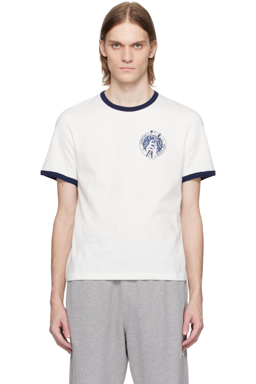 Cotton jersey T-shirt.

· Rib-knit crewneck and cuffs
· Logo graphic flocked at chest

Supplier color: White