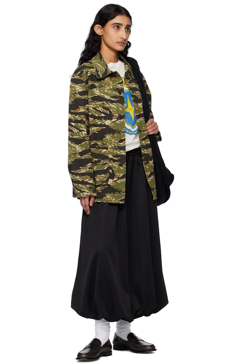 Cotton ripstop jacket. Camouflage pattern printed throughout. 

· Spread collar
· Button closure
· Logo graphic embroidered at chest
· Patch pockets
· Adjustable button fastening at cuffs
· Unlined

Supplier color: Tiger stripe
