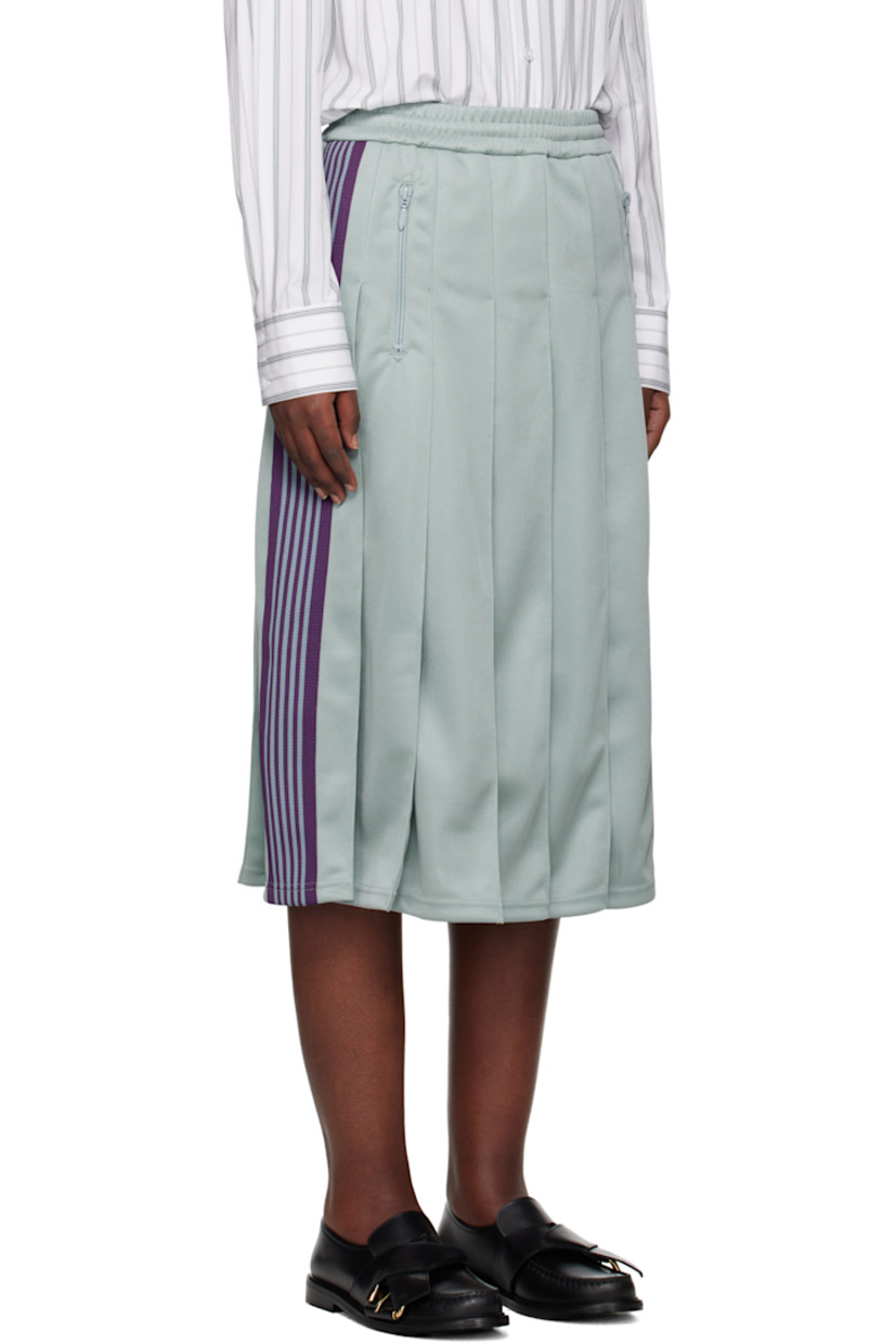 Polyester jersey midi skirt. Pleats throughout. 

· Concealed drawstring at elasticized waistband
· Two-pocket styling
· Logo embroidered at front
· Striped knit trim at sides

Supplier color: Sax