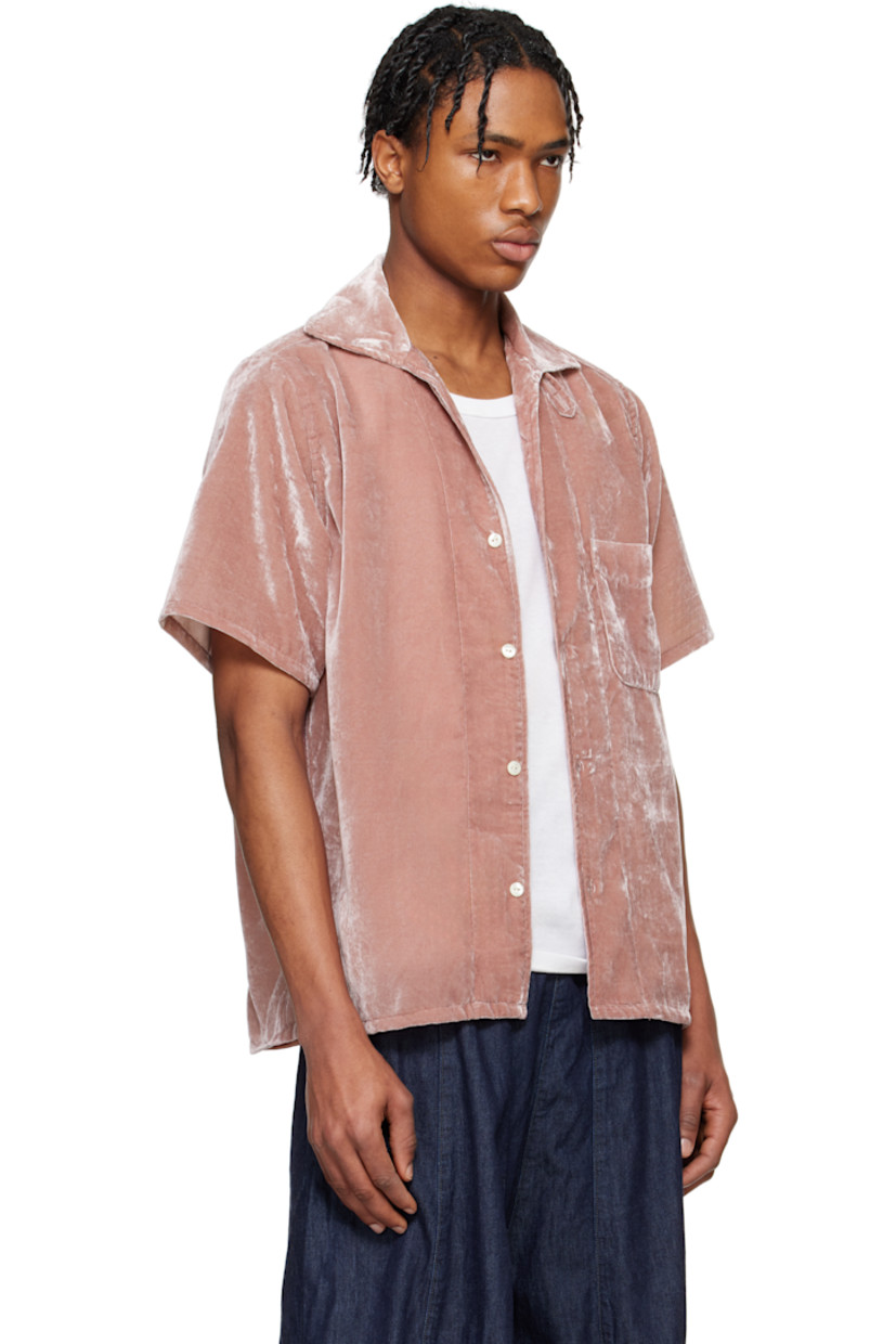 Rayon- and polyester-blend velvet shirt. 

· Open spread collar
· Button closure
· Patch pocket

Supplier color: Pink