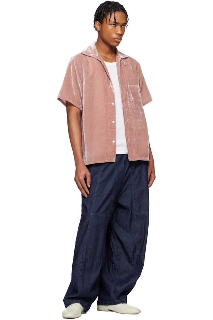 Rayon- and polyester-blend velvet shirt. 

· Open spread collar
· Button closure
· Patch pocket

Supplier color: Pink