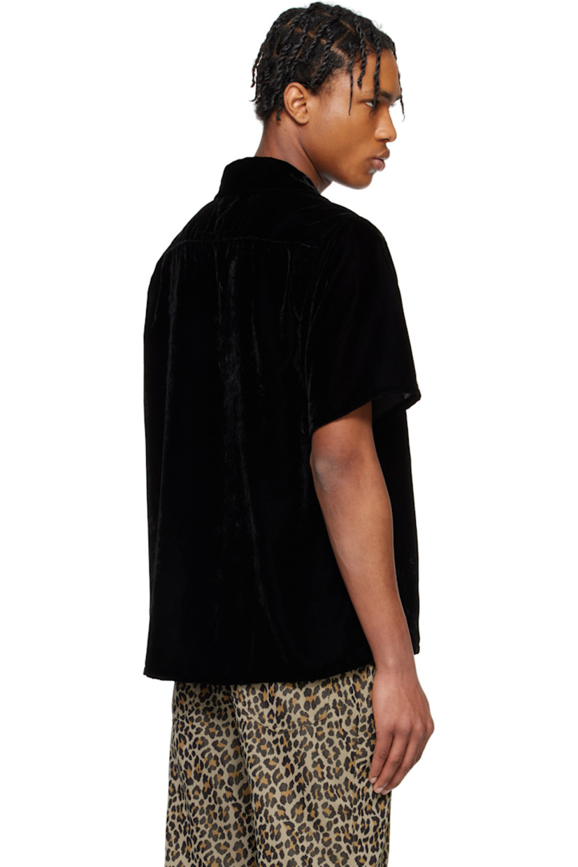Rayon- and polyester-blend velvet shirt. 

· Open spread collar
· Button closure
· Patch pocket

Supplier color: Black