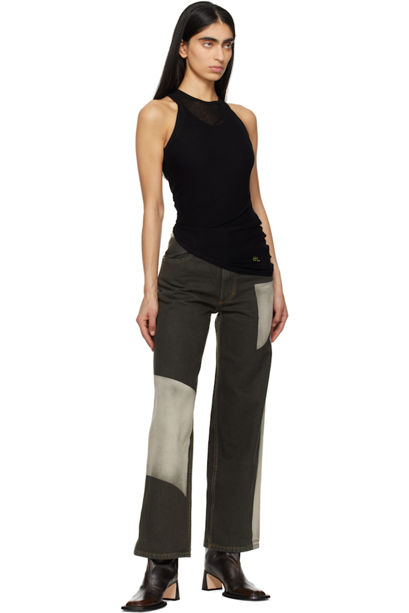Non-stretch denim jeans. Whiskering and subtle distressing throughout. 

· Colorblocked fading printed throughout
· Belt loops
· Four-pocket styling
· Zip-fly
· Logo-engraved silver-tone hardware
· Contrast stitching in tan

Supplier color: Tile