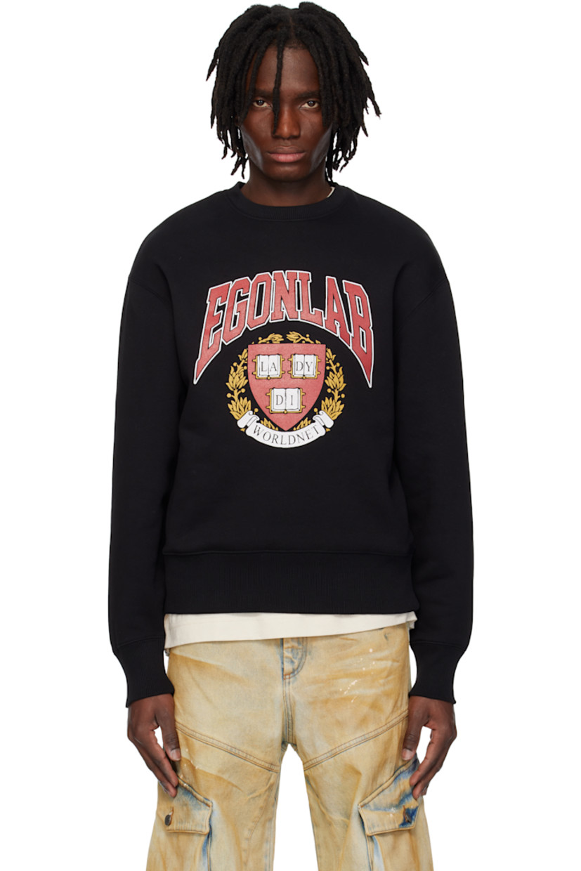Cotton fleece sweatshirt.

· Rib-knit crewneck, hem, and cuffs
· Logo graphic printed at front

Part of the EGONlab x Worldnet collaboration.

Supplier color: Radder black