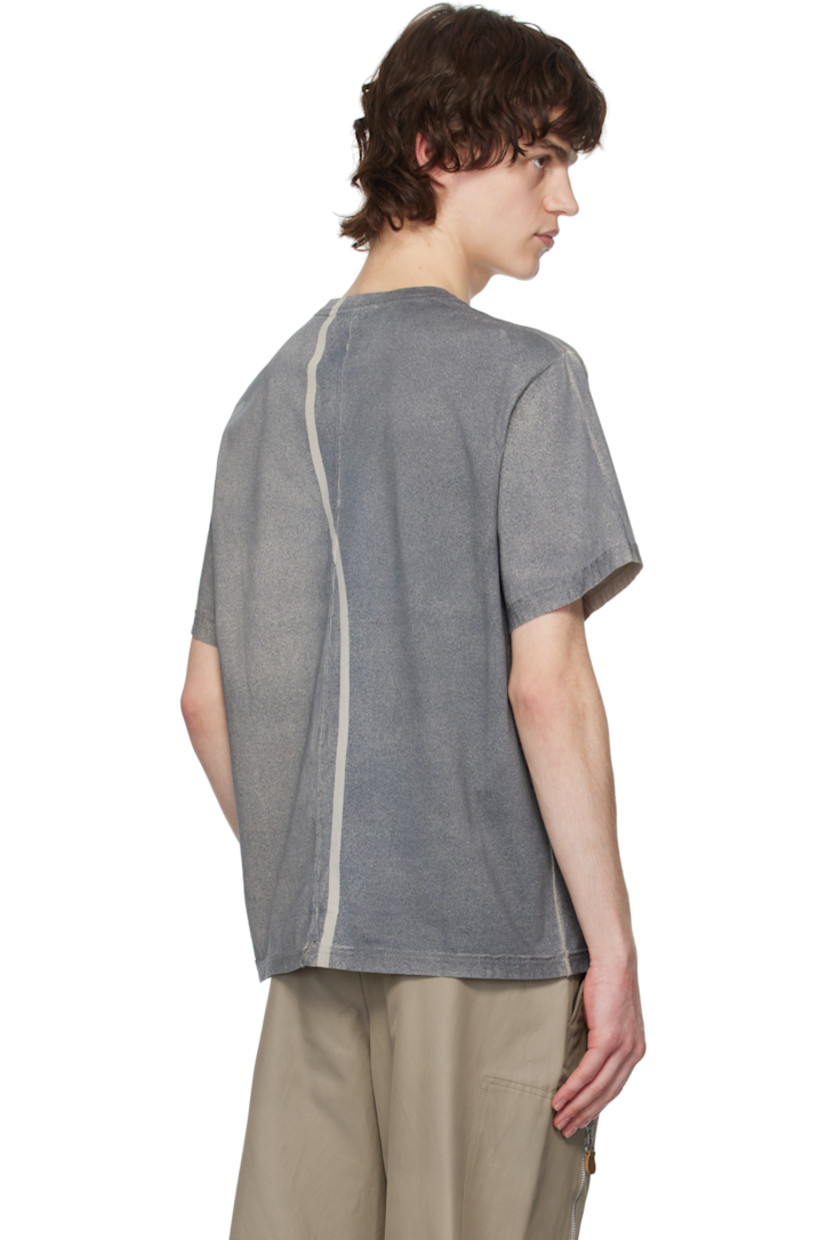 Garment-washed and spray-dyed cotton jersey T-shirt. Exposed seams with raw edges throughout.

· Paneled construction
· Rib-knit crewneck
· Stripe at front and back
· Logo printed at front

Each item is unique. Please note that coloration may vary.

Supplier color: Smog