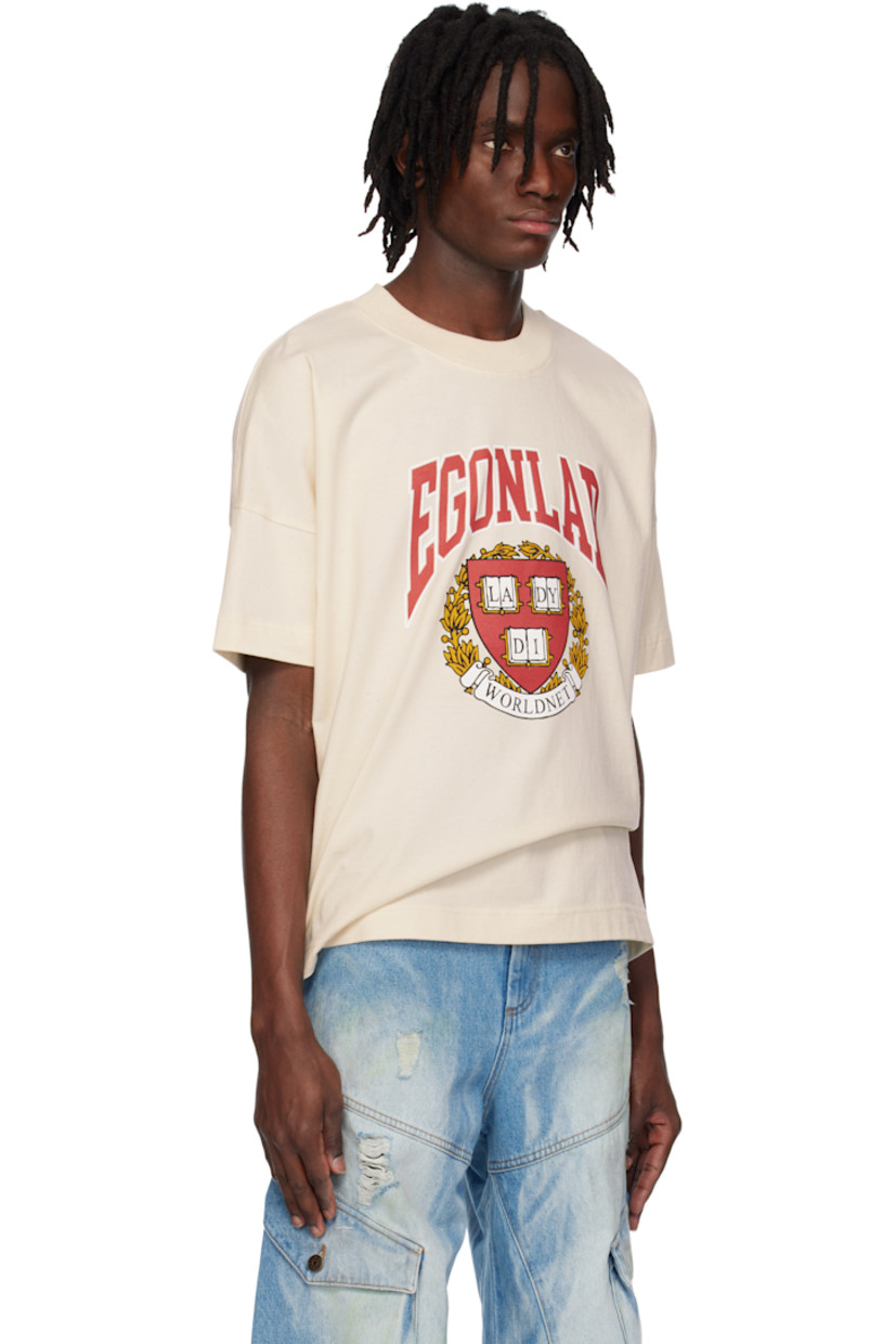 Cotton jersey T-shirt.

· Rib-knit crewneck
· Logo graphic printed at front

Part of the EGONlab x Worldnet collaboration.
 
Supplier color: Blaster natural raw