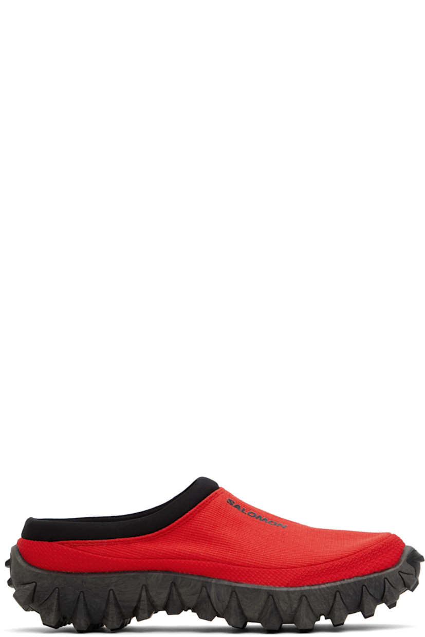 Low-top water-repellent ripstop slip-on sneakers in red.

· Logo printed at vamp
· Elasticized collar
· Molded OrthoLite® insole
· Fleece lining
· infiniFOAM® foam rubber midsole
· Treaded All Terrain Contagrip® sole

Supplier color: High risk red/Black