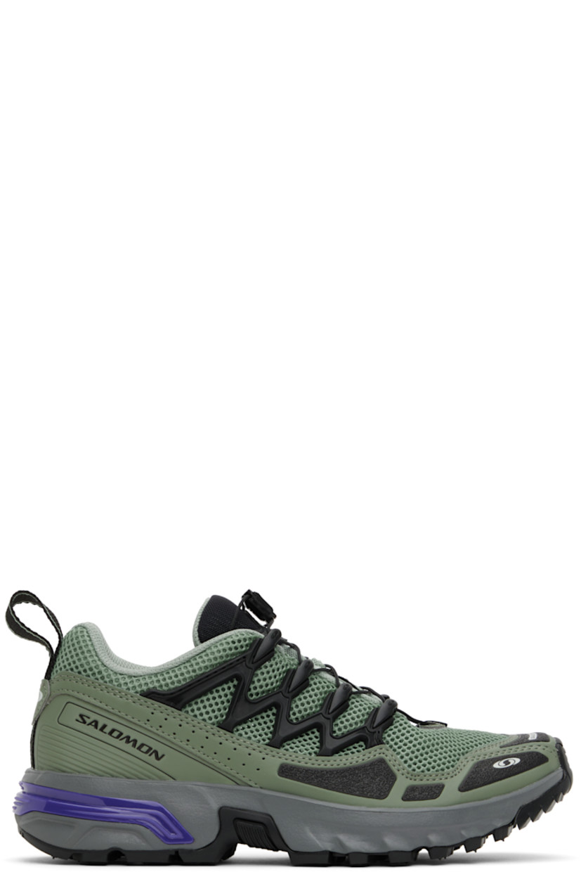 Low-top SensiFit™ mesh and faux-leather sneakers in khaki.

· Rubberized trim and printed logos throughout
· Quicklace™ closure
· Logo patch at padded tongue
· Padded collar
· Pull-loop at heel collar
· Molded breathable OrthoLite® insole
· Mesh lining 
· Agile Chassis™ System rubber midsole
· Treaded Mud Contagrip® rubber outsole

Supplier color: Green milieu/Agave green/Liberty