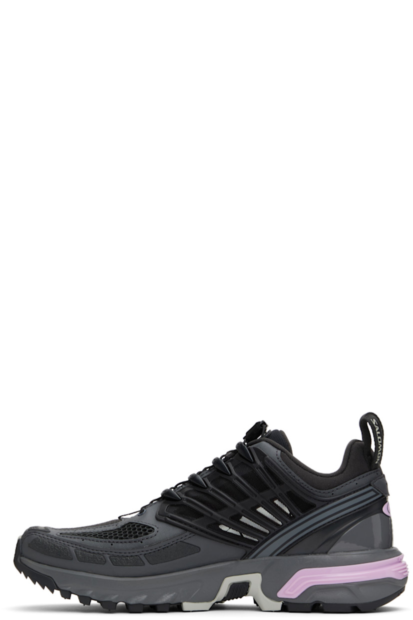 Low-top breathable SensiFit™ Kurim mesh and faux-leather sneakers in gray.

· Rubberized trim and printed logos throughout
· Quicklace™ closure
· Logo patch at vamp and padded tongue
· Padded collar
· Transparent mesh panel at sides
· Logo-bonded pull-loops at heel tab
· Mesh lining
· Cushioned OrthoLite® footbed
· Agile Chassis™ System at foam rubber midsole
· Treaded All Terrain Contagrip® rubber sole

Supplier color: Asphalt/Phantom/Castlerock