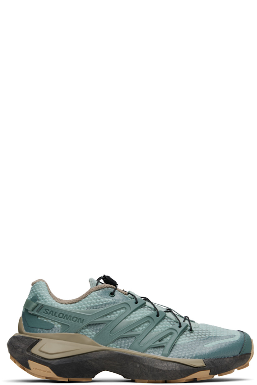 Low-top mesh sneakers in green.

· Bonded trim throughout
· Quicklace™ closure
· Logo patch at padded tongue
· Padded collar
· Logo embossed at outer side
· Rubber sensiFIT™ panel at sides
· Pull-loop at heel counter
· Molded OrthoLite® footbed
· EndoFit™ mesh lining
· infiniFOAM rubber midsole
· Treaded All Terrain Contagrip® rubber sole
· Advanced Chassis™ System at sole

Supplier color: North Atlantic/Black/Stone gray
