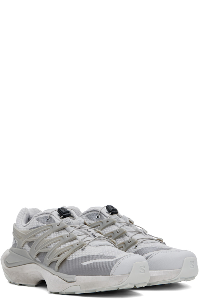 Low-top anti-debris 3D mesh and grained faux-leather sneakers in gray.

· Bonded trim and printed graphic pattern throughout
· Quicklace™ closure
· Logo patch at vamp
· Logo-embossed pull-tab at padded tongue
· Padded collar
· Logo-embossed rubber SensiFit™ panel at sides
· Molded OrthoLite® footbed
· EndoFit™ mesh lining
· infiniFOAM foam rubber midsole
· Advanced Chassis™ system at midsole
· Treaded All Terrain Contagrip® rubber sole

Supplier color: Gray violet/Flint gray/Sharkskin