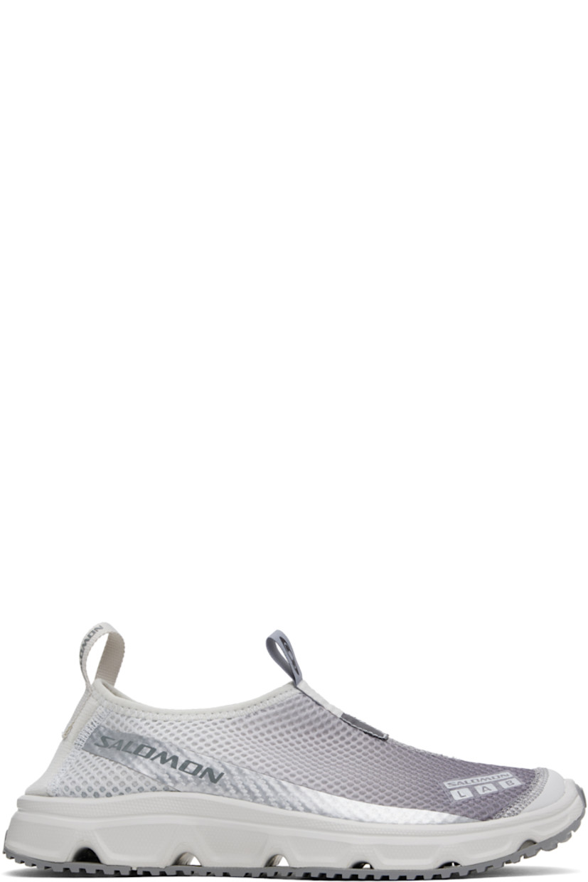 Low-top lightweight mesh sneakers in gray and silver tone.

· Gradient pattern throughout
· Reflective logo bonded at vamp
· Logo-woven pull-loop at vamp
· Elasticized collar
· Pull-loop with reflective logo at heel
· Foam rubber midsole
· Treaded Contagrip® rubber sole

Supplier color: Glacier gray/Sharkskin/Silver metallic x