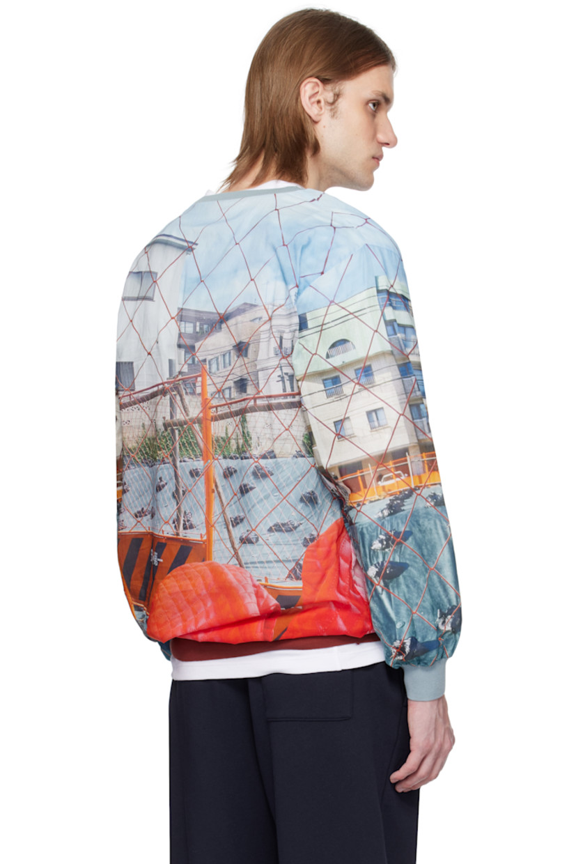 Semi-sheer plain-woven cotton sweatshirt. Graphic printed throughout

· Rib-knit crewneck, hem, and cuffs
· Dropped shoulders

Supplier color: Print