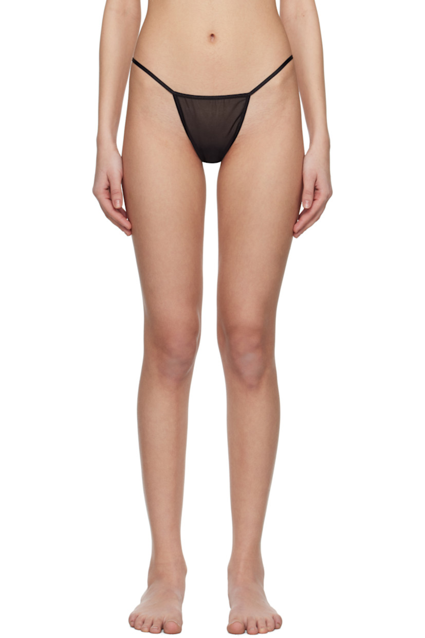 Handcrafted sheer stretch nylon mesh briefs. 

· Elasticized waistband
· Partially lined

Supplier color: Black
