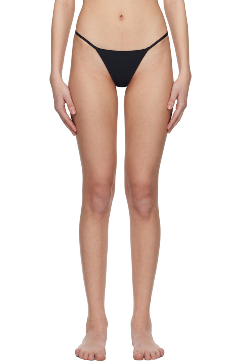 Handcrafted stretch recycled nylon jersey bikini bottom. 

· Adjustable strap at sides
· Fully lined 

Supplier color: Black