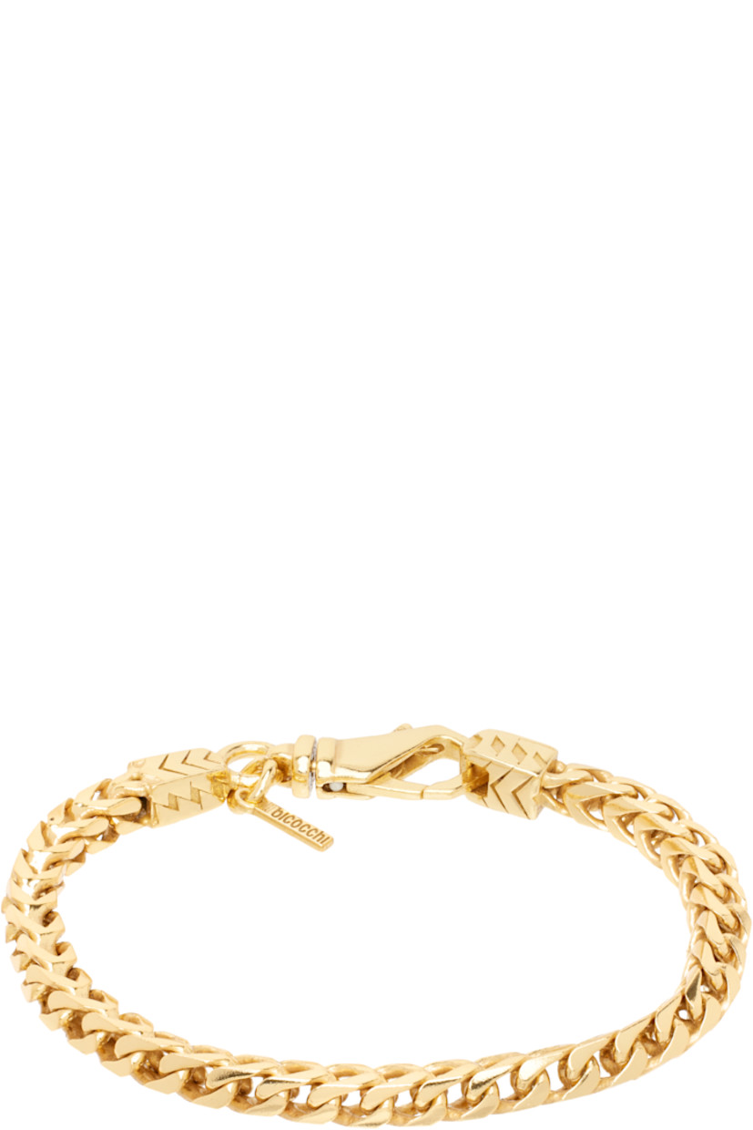 Handcrafted Franco chain bracelet in 24k gold-plated sterling silver. Logo plaque at lobster-clasp fastening.

Supplier color: Gold