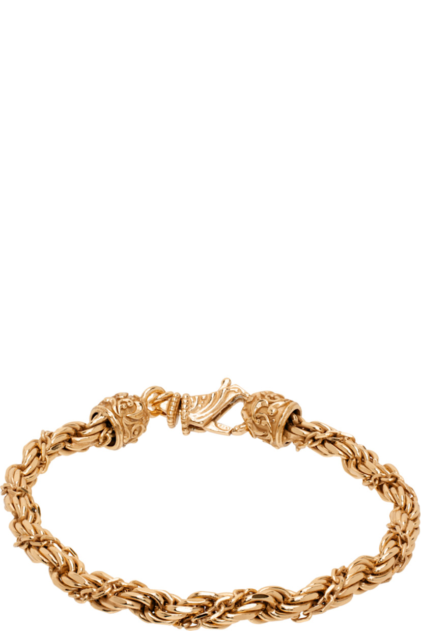 Handcrafted rope chain bracelet in 24k gold-plated sterling silver. 

· Logo plaque at length
· Lobster-clasp fastening 

Supplier color: Gold