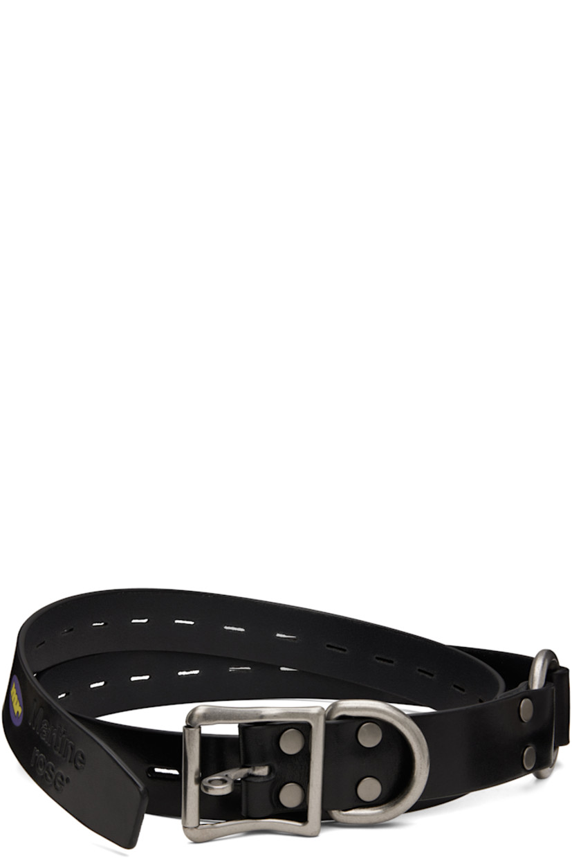 Buffed leather belt.

· Logo graphic printed at length 
· O-ring and D-ring
· Pin-buckle fastening 
· W1.25"

Supplier color: Black