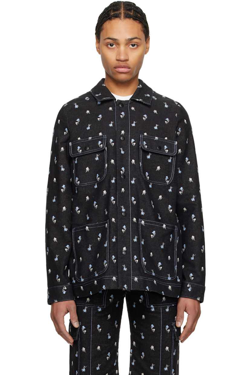 Non-stretch denim jacket. Floral pattern embroidered throughout.

· Spread collar
· Press-stud closure
· Flap and patch pockets
· Press-stud barrel cuffs
· Contrast stitching in blue

Supplier color: Denim rose
