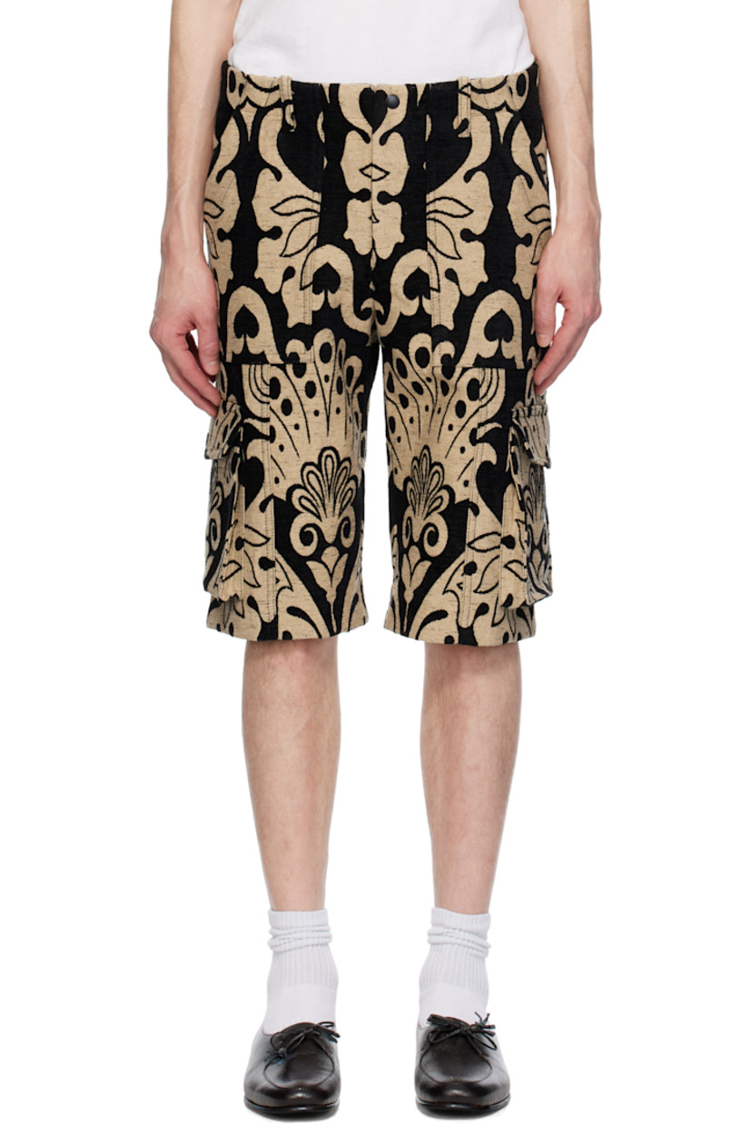 Acrylic- and cotton-blend gobelin cargo shorts. Jacquard floral pattern throughout.

· Belt loops
· Four-pocket styling
· Zip-fly
· Cargo pocket at outseams

Supplier color: Black multi