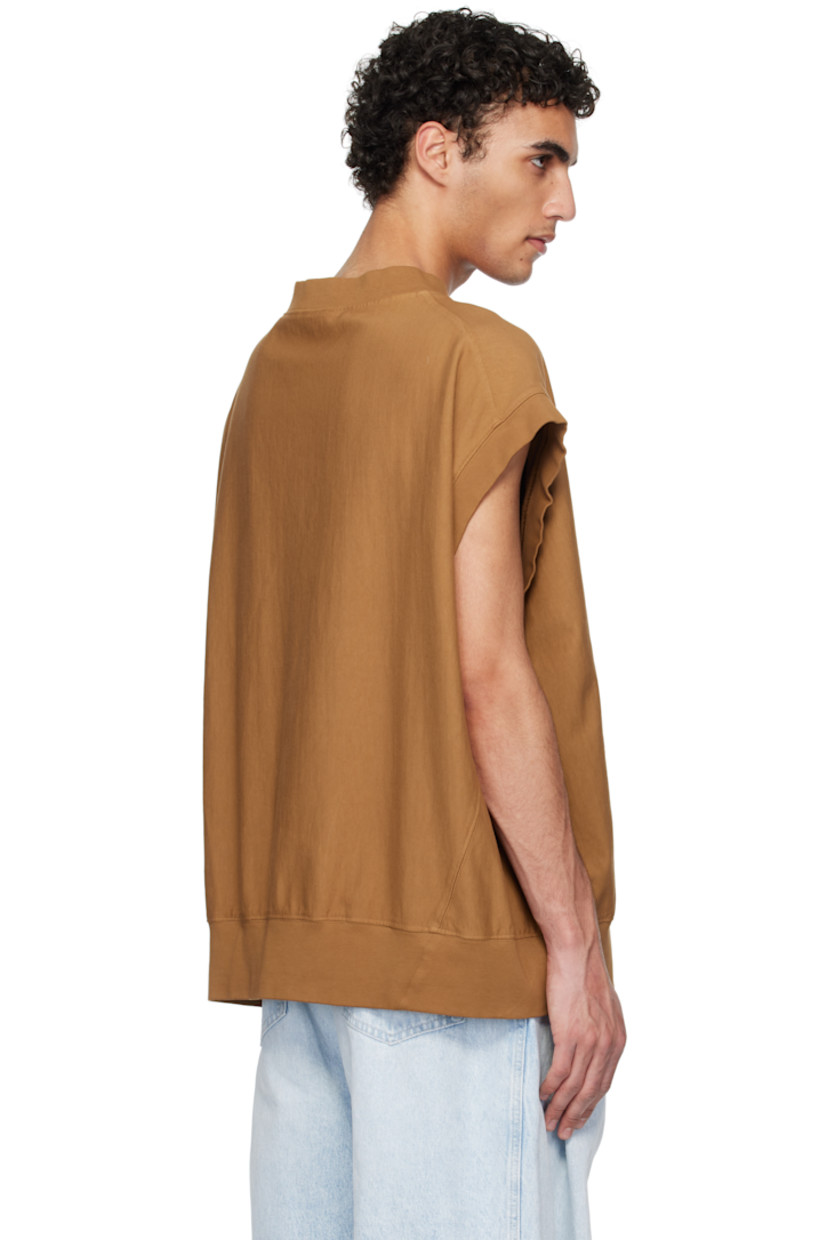 Cotton jersey sweatshirt. Rib-knit crewneck, hem, and cap sleeves.

Supplier color: Dark beige