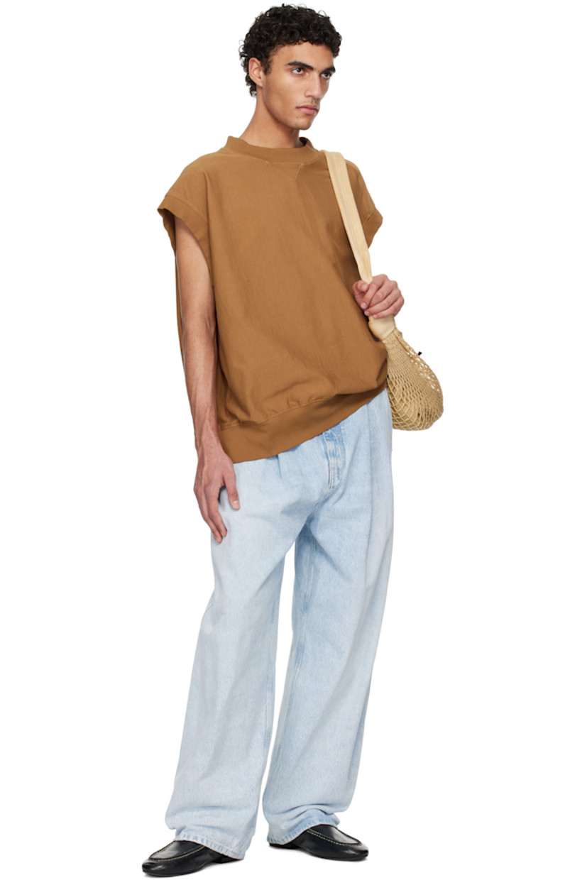 Cotton jersey sweatshirt. Rib-knit crewneck, hem, and cap sleeves.

Supplier color: Dark beige