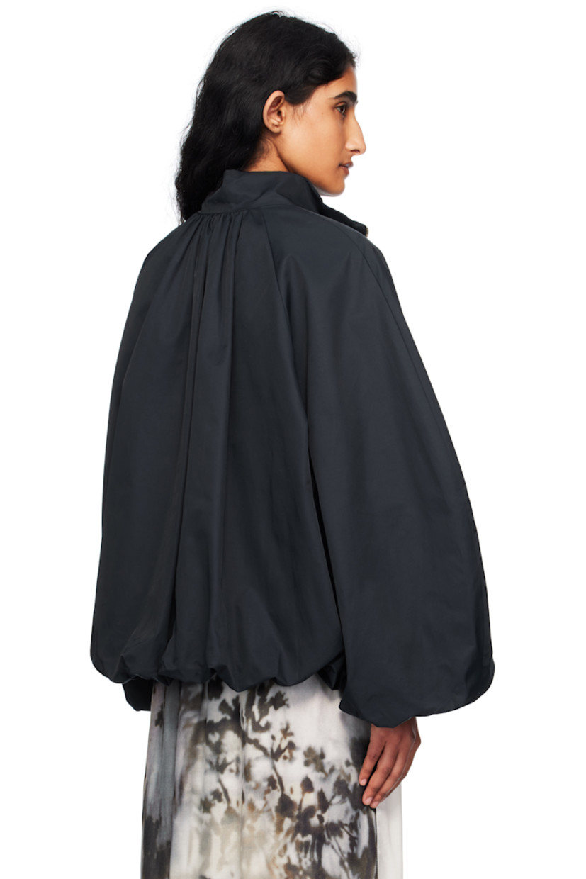 Coated cotton-blend twill jacket. 

· Ballooned construction
· Water-repellent
· ZDHC-certified
· Stand collar
· Zip closure
· Welt pockets at waist
· Raglan sleeves
· Gathering at back
· Full satin lining

Supplier color: Navy