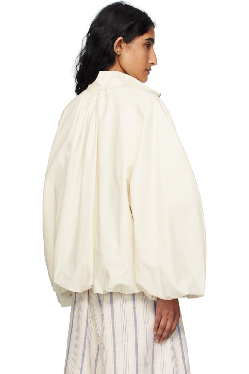 Coated cotton-blend twill jacket. 

· Ballooned construction
· Water-repellent
· ZDHC-certified
· Stand collar
· Zip closure
· Welt pockets at waist
· Raglan sleeves
· Gathering at back
· Full satin lining

Supplier color: White