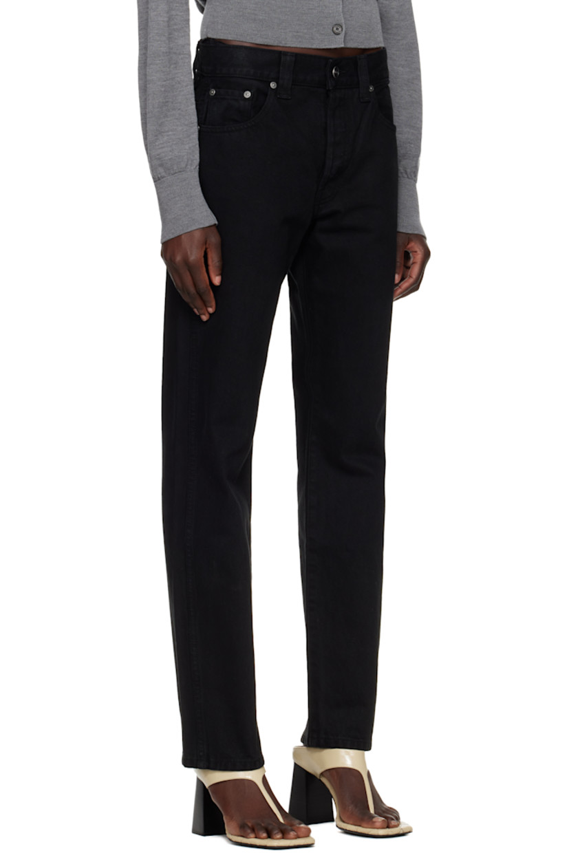 Tapered non-stretch denim jeans. 

· Low-rise
· Belt loops
· Five-pocket styling
· Button fly
· Logo-engraved gunmetal-tone hardware

Supplier color: Carlyle