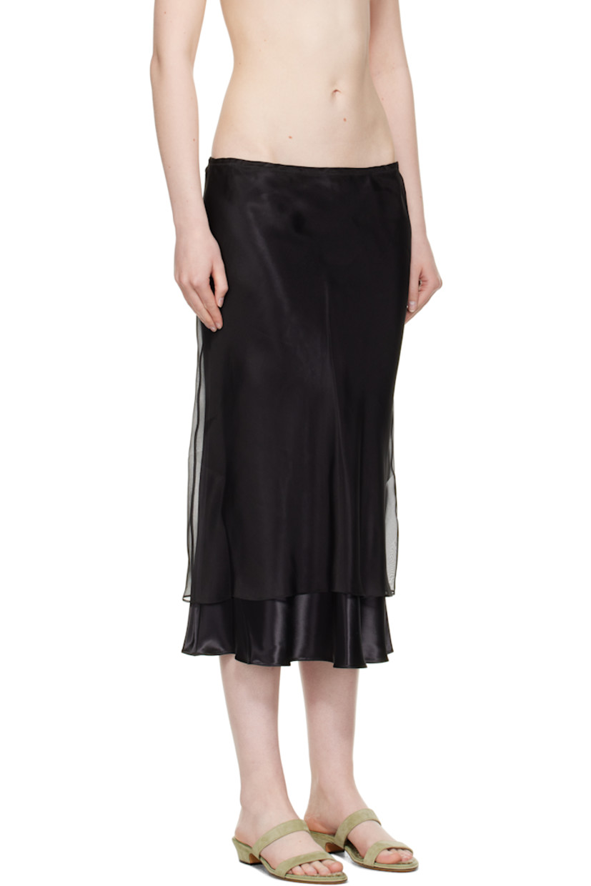 Bias-cut viscose satin midi skirt. Silk organza overlay.

· Layered construction 
· Elasticized waistband 

Supplier color: Black
