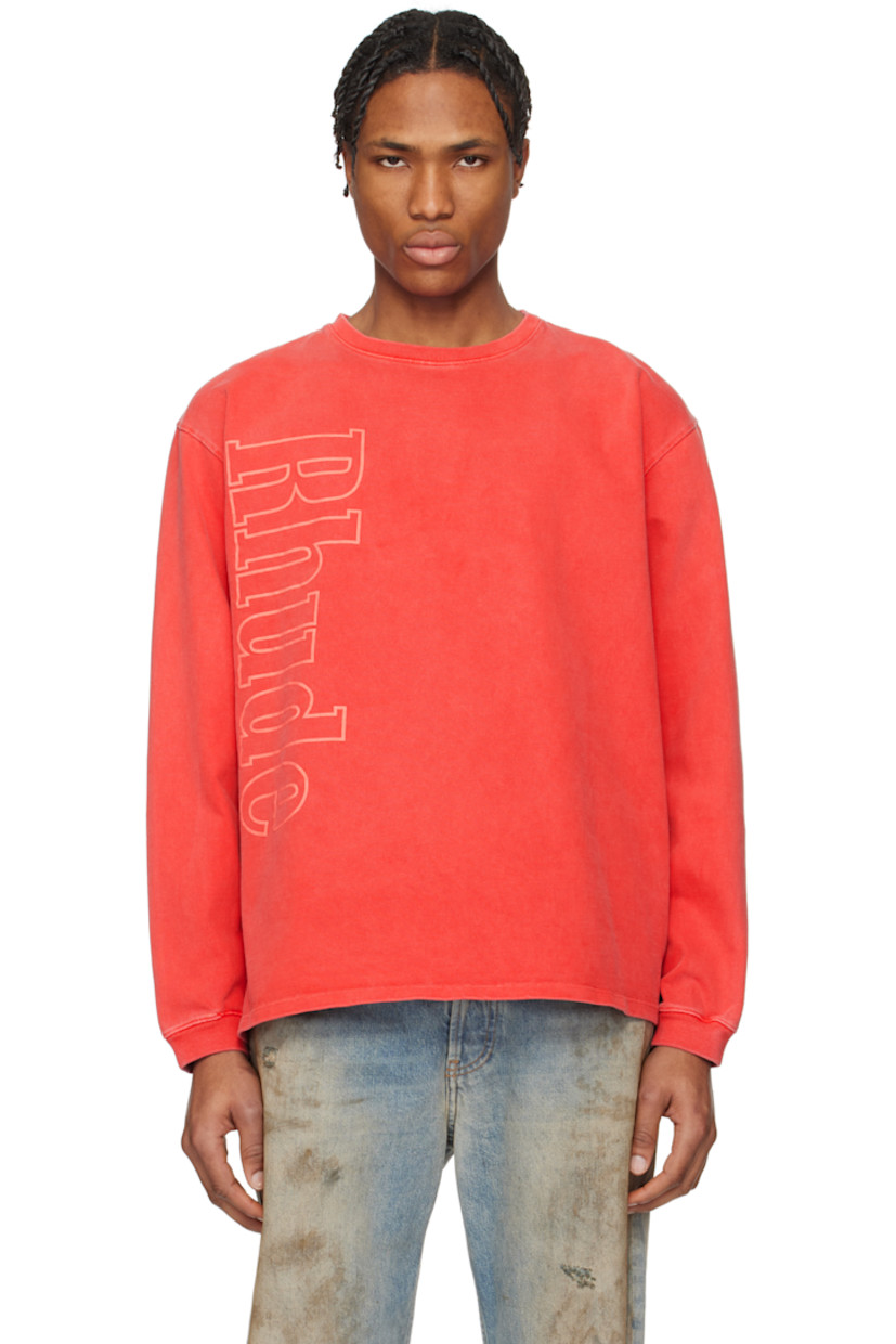 Boxy-fit washed cotton jersey T-shirt. Fading throughout.

· Rib-knit crewneck and cuffs
· Logo printed at front
· Dropped shoulders

Supplier color: Vtg red