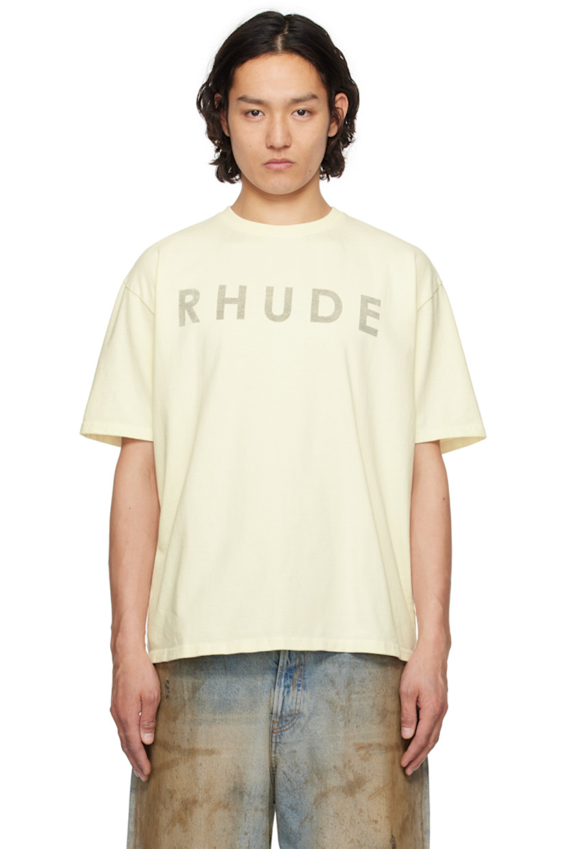 Cotton jersey T-shirt.

· Rib-knit crewneck
· Logo printed at chest
· Dropped shoulders

Supplier color: Vtg white