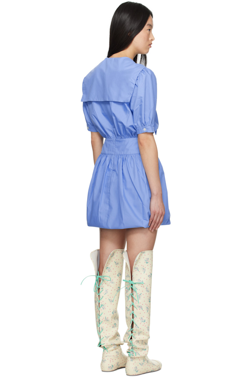 Cotton poplin minidress. Gathering throughout.

· Self-tie fastening at sailor collar
· Button fastening at cuffs
· Zip closure at back

Supplier color: Blue