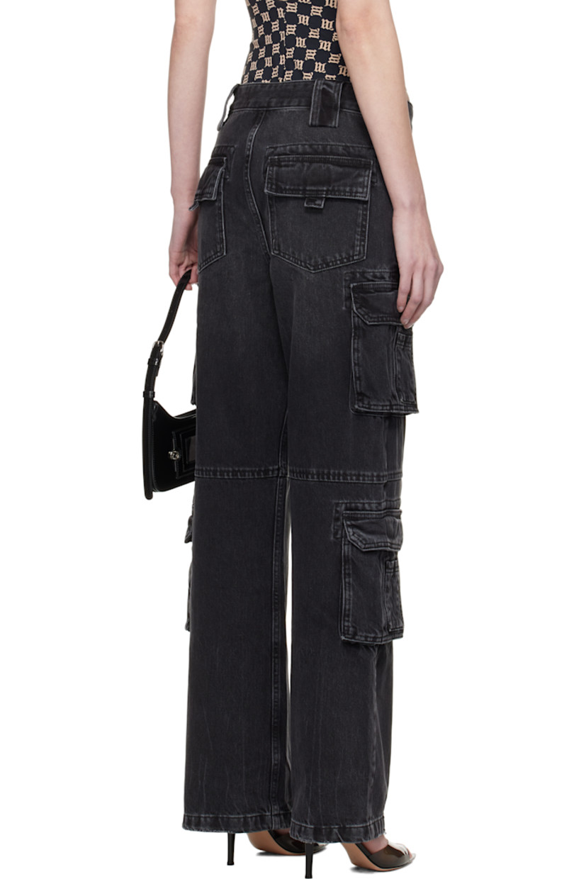 Non-stretch organic and recycled cotton-blend denim jeans. Fading and subtle distressing throughout.

· Belt loops
· Four-pocket styling
· Zip-fly
· Harness-style straps at front
· Cargo pockets at outseams
· Logo plaque at back pocket

Supplier color: Black