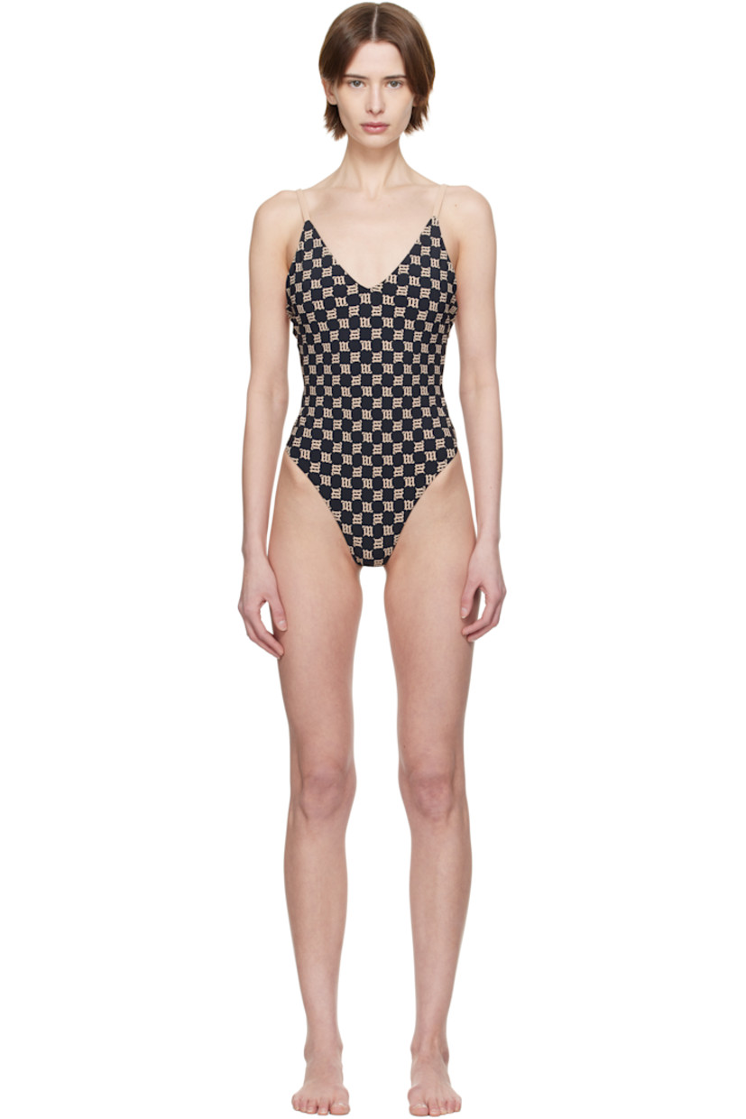 Stretch nylon jersey one-piece swimsuit. Logo pattern printed throughout.

· V-neck
· Adjustable spaghetti straps
· Low back
· Fully lined

Wholesale exclusivity at SSENSE.

Supplier color: Black