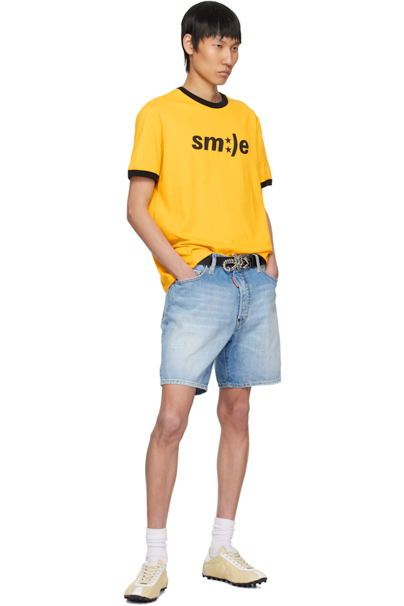 Cotton jersey T-shirt.

· Rib-knit crewneck and cuffs
· Text printed at front and back

Supplier color: Yellow