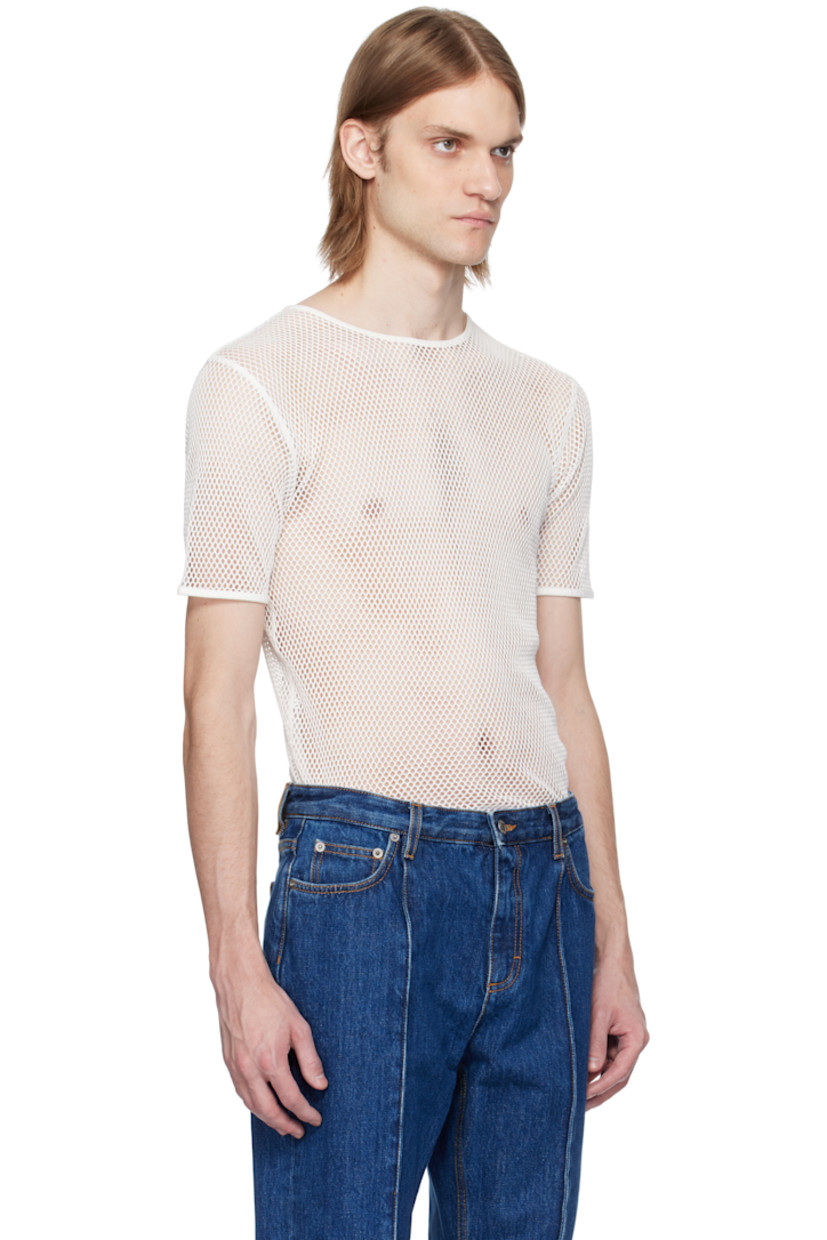 Sheer organic cotton fishnet T-shirt. Crewneck.

Supplier color: White