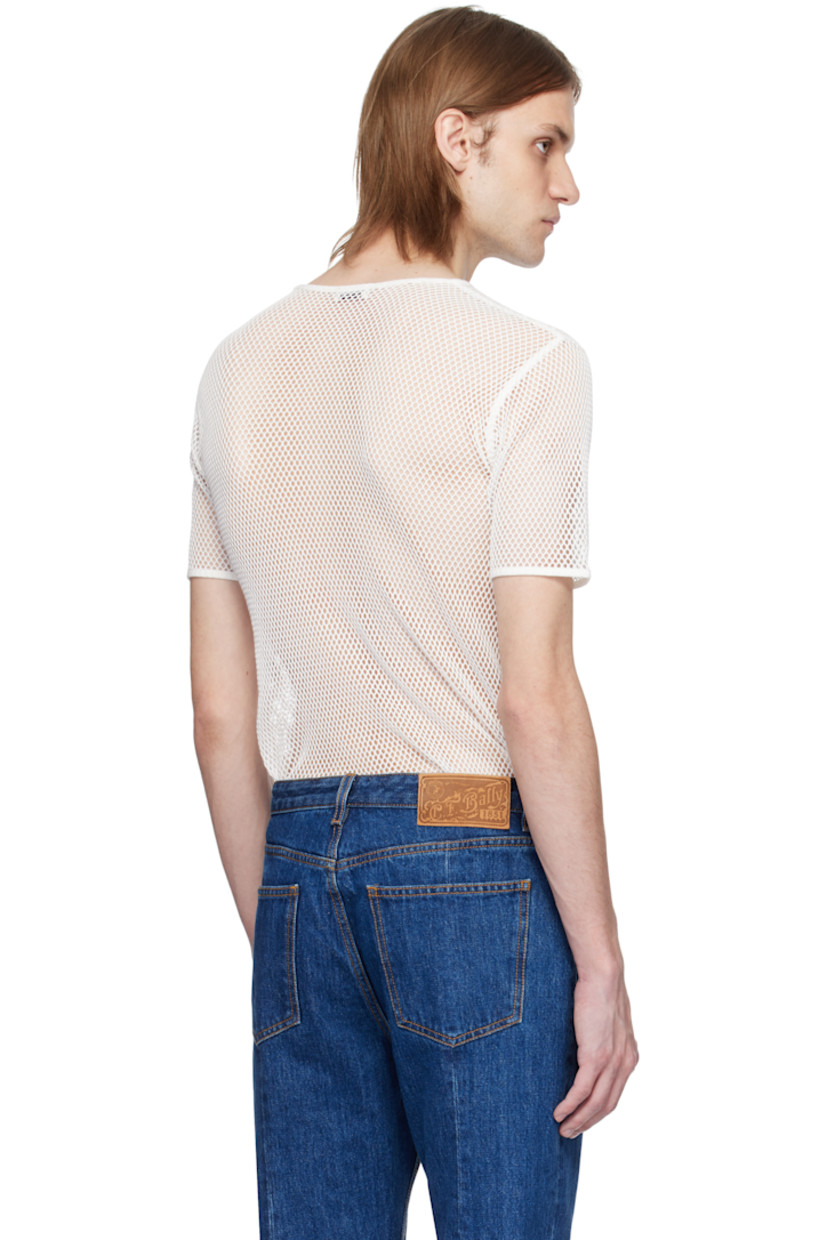 Sheer organic cotton fishnet T-shirt. Crewneck.

Supplier color: White