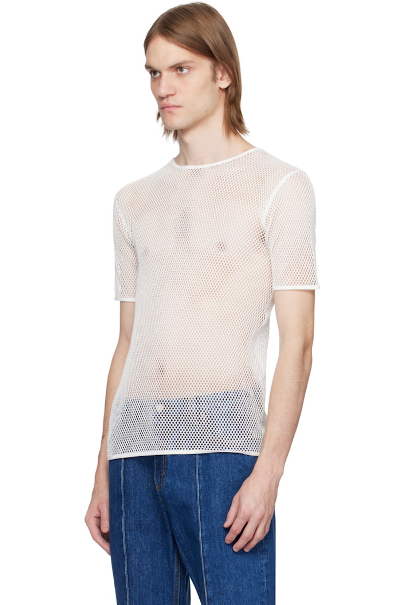 Sheer organic cotton fishnet T-shirt. Crewneck.

Supplier color: White
