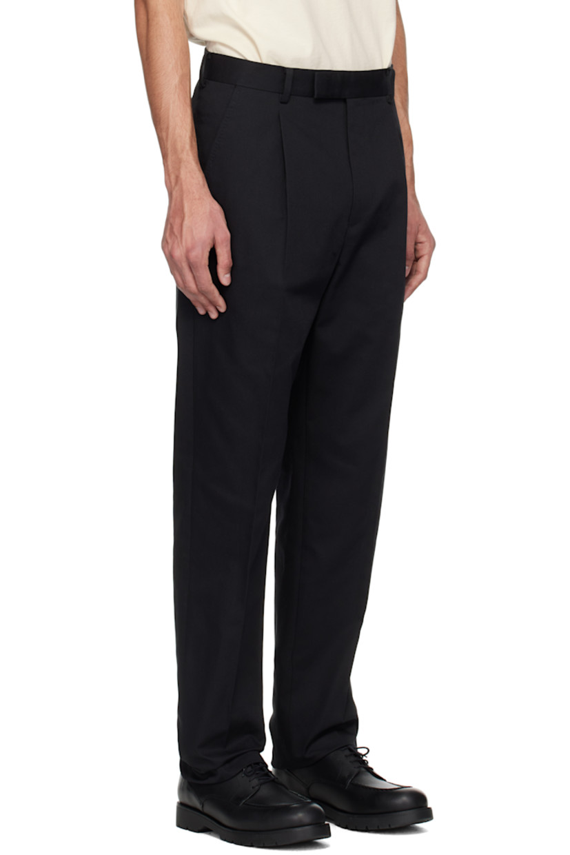Cotton-blend twill trousers. 

· Belt loops
· Four-pocket styling
· Zip-fly
· Pleats at front
· Creased legs
· Unfinished hem 
· Partial cupro satin lining 

Supplier color: Black