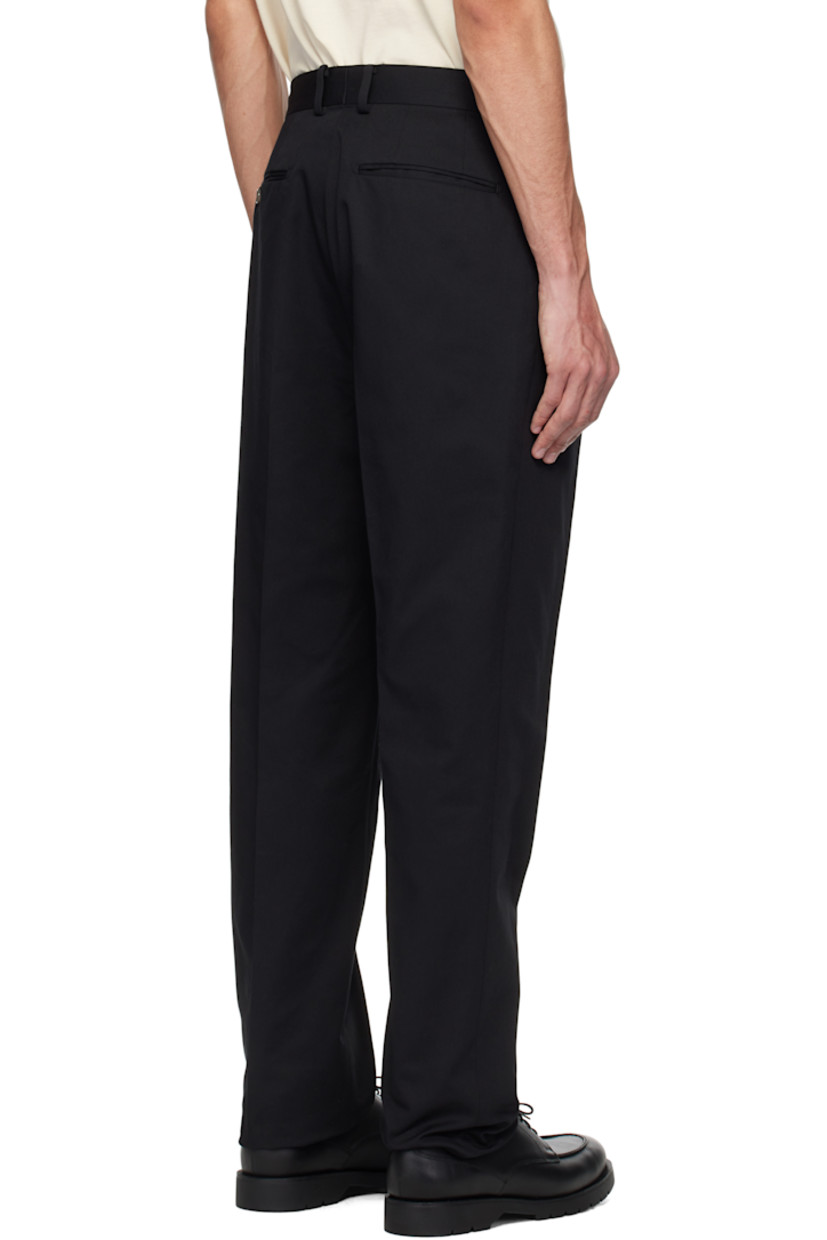 Cotton-blend twill trousers. 

· Belt loops
· Four-pocket styling
· Zip-fly
· Pleats at front
· Creased legs
· Unfinished hem 
· Partial cupro satin lining 

Supplier color: Black