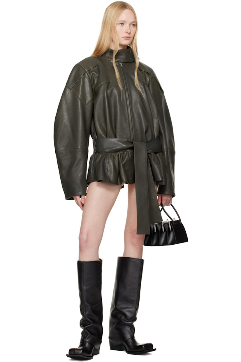 Handcrafted knee-high grained leather boots in black.

· Square toe
· Foldover leather collar
· Concealed zip closure at inner side 
· Buffed leather lining
· Stacked block heel with rubber injection
· Leather sole
· Heel: H2.25"

Supplier color: Black
