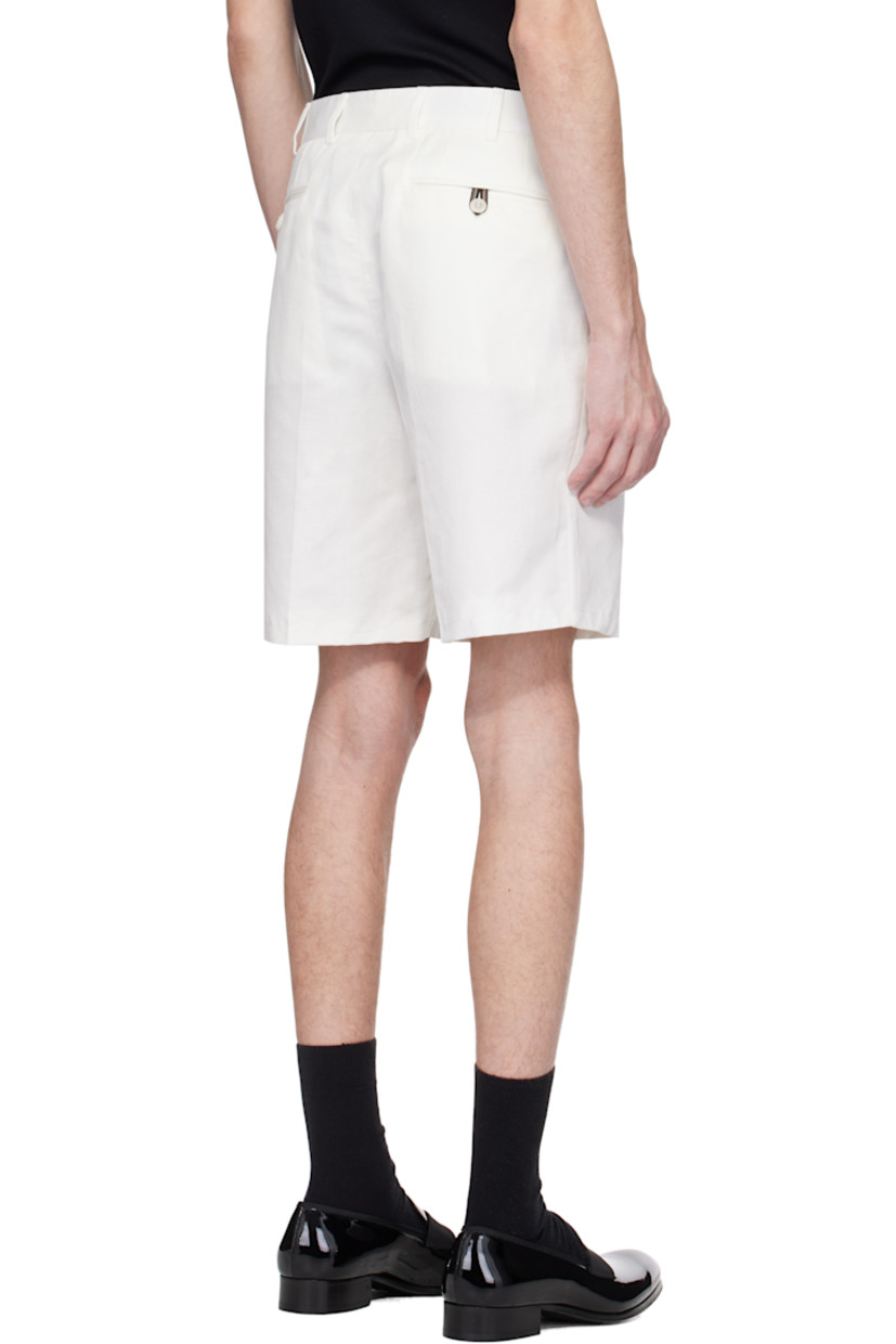 Linen- and cotton-blend gabardine shorts.

· Belt loops
· Four-pocket styling
· Zip fly
· Creased legs
· Loose thread detailing at cuffs

Supplier color: Off-white
