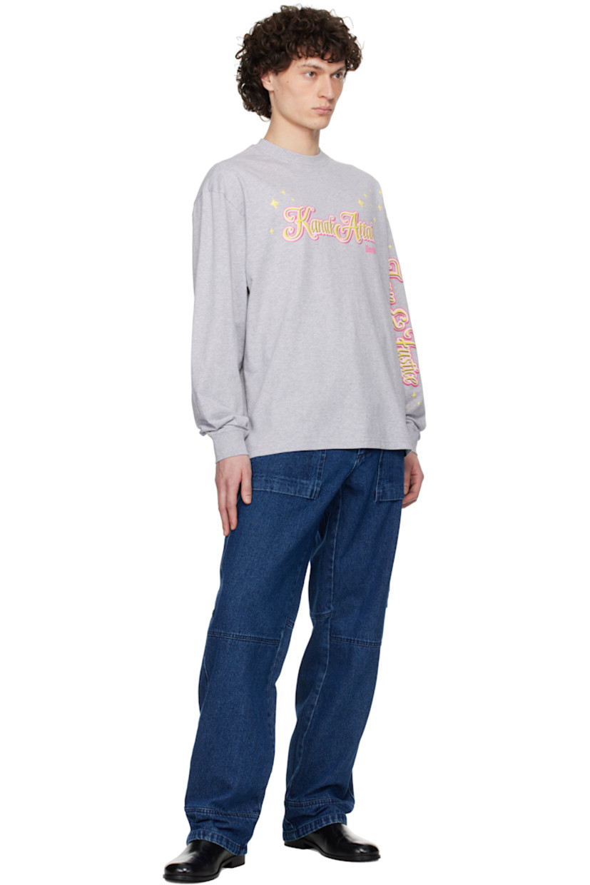 Non-stretch organic cotton denim jeans. Fading throughout.

· Paneled construction
· Belt loops
· Six-pocket styling
· Zip fly
· D-ring at front waist
· Patch pocket and cargo pocket at outseam
· Leather logo patch at back waistband
· Logo flag at back pocket
· Logo-engraved silver-tone hardware

Supplier color: Indigo