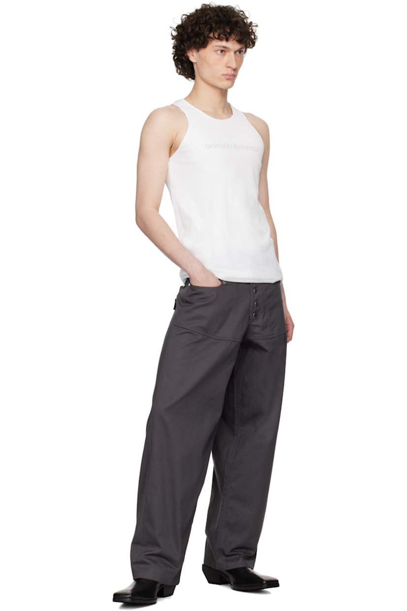 Stretch cotton ribbed jersey tank top. Integrated semi-sheer stretch polyester mesh overlay.

· Layered construction
· Scoop neck
· Text printed at chest
· Logo hardware at back collar

Supplier color: White