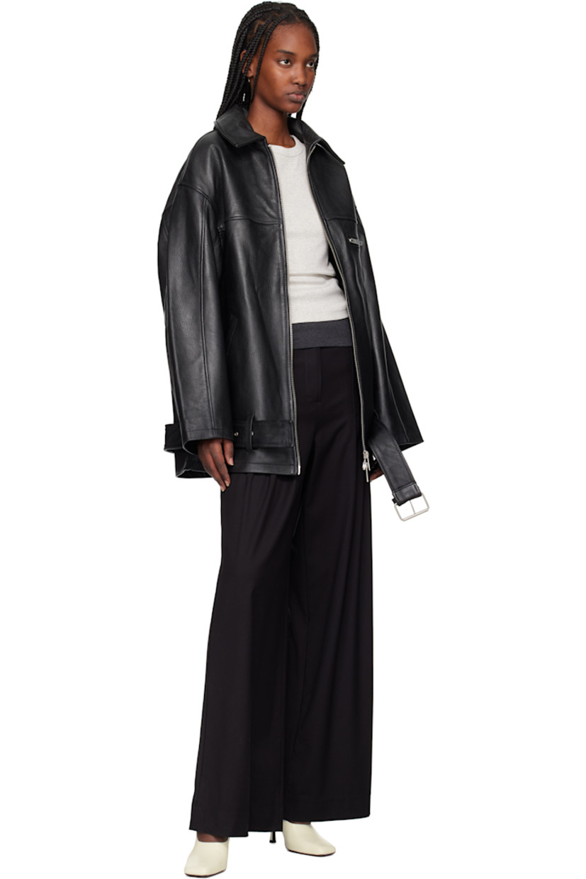Oversized LWG-certified grained lambskin jacket.

· Paneled construction
· Spread collar
· Two-way zip closure
· Zip pocket at chest
· Welt pockets
· Detachable pin-buckle belt at hem
· Dropped shoulders
· Full satin lining

Supplier color: Black